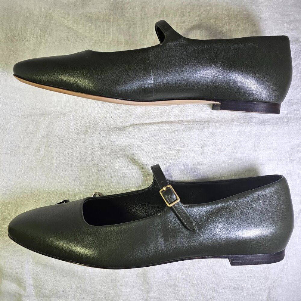 Vince Brody Genuine Leather Mary Jane Ballet Flat EU40 US9 Eden Dark Olive - Picture 4 of 13